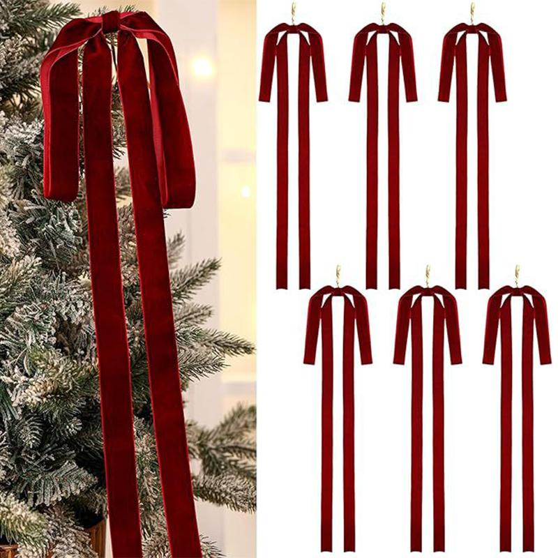 

1 шт./6 шт. Подвесные украшения в виде бантов Праздничный бархатный бант Свадебные большие елочные украшения Доступно несколько вариантов 6pcs