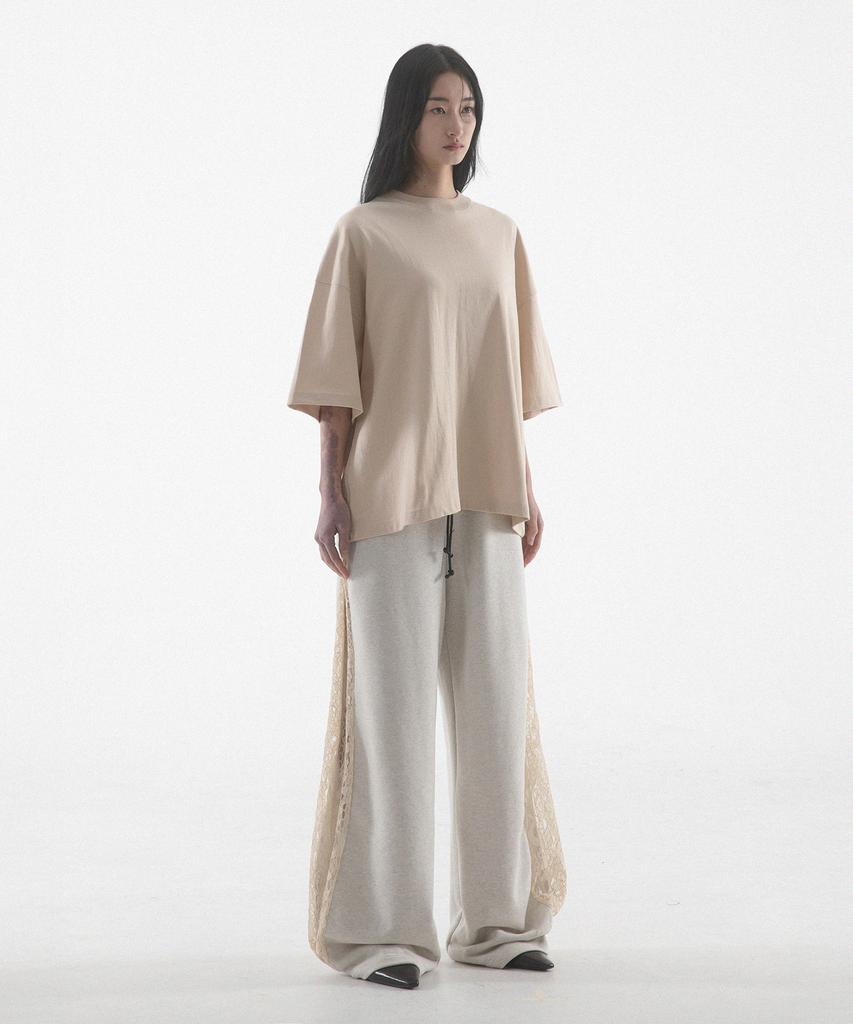 Paensyo Scissors Tuck See-Through Pants - Oatmeal