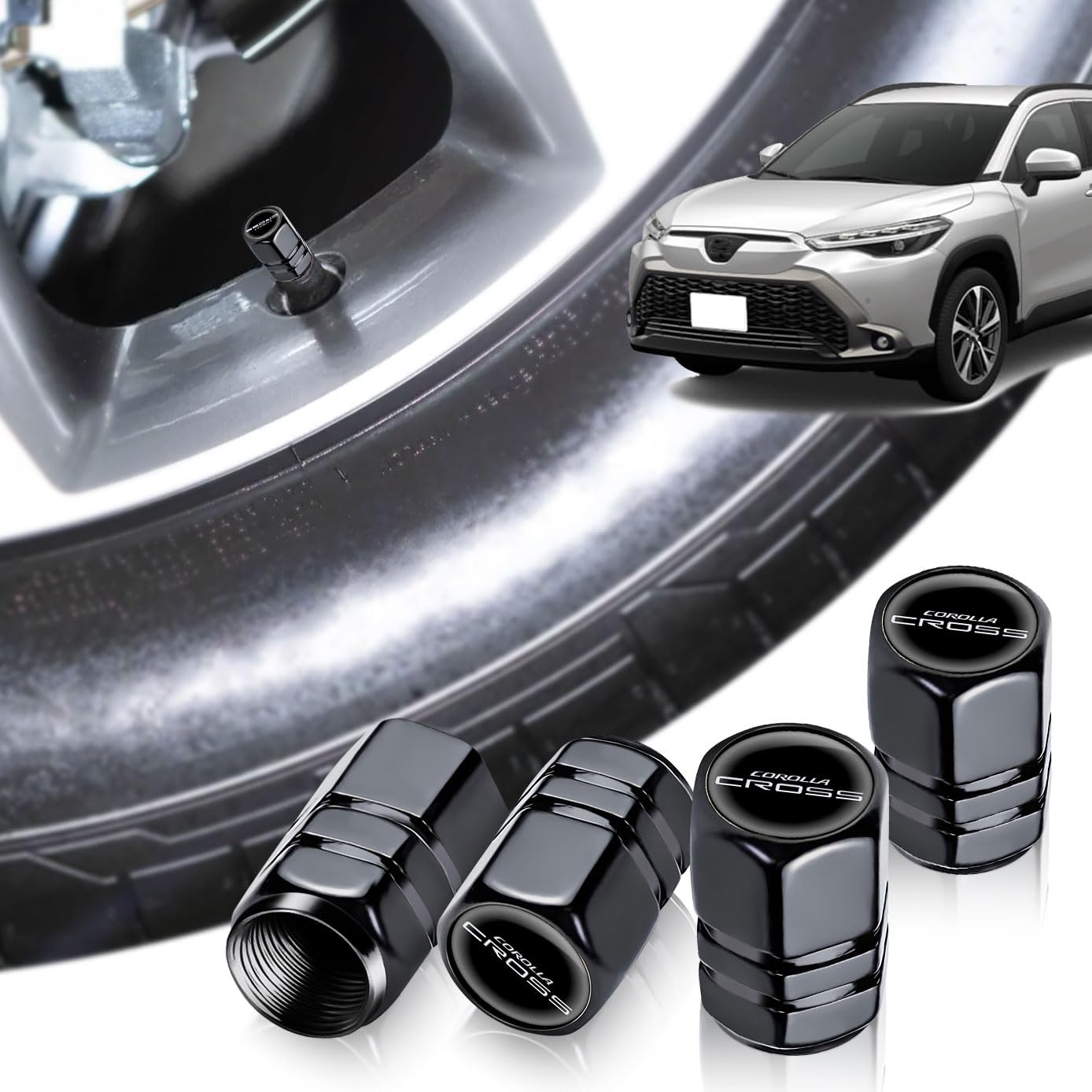 HUDIY [Air Valve Cap for Corolla Cross 10 Series] Aluminum COROLLA cross чёрный