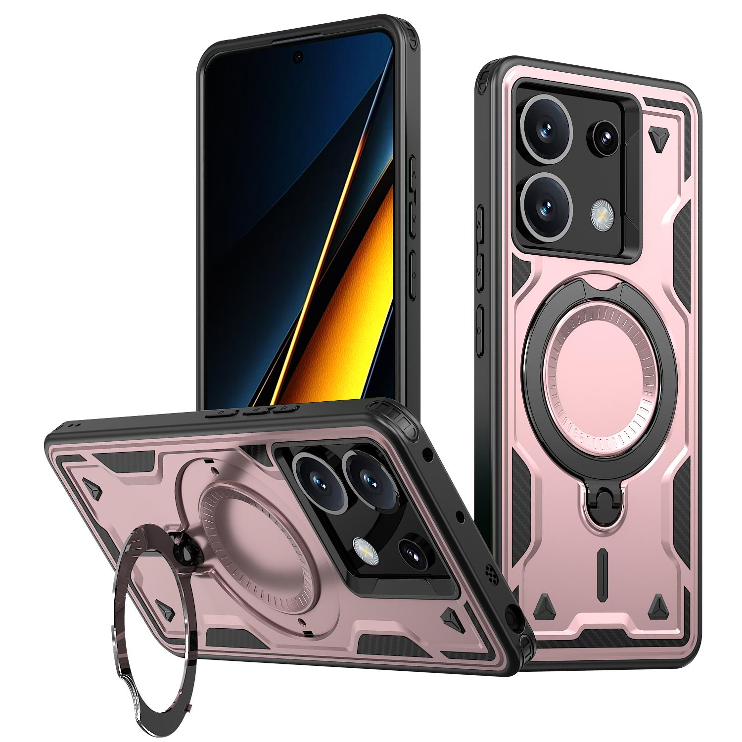 

For Xiaomi Poco X6 5G Magnetic Case Military Protection PC + TPU Kickstand Phone Cover G