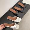 Summer Fashion Women Open Toe Polka Dot Slippers Fashion Slip On Ladies Comfort Outdoor Flats Slides