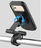 Touchscreen motorcycle phone holder with fully enclosed waterproof bag