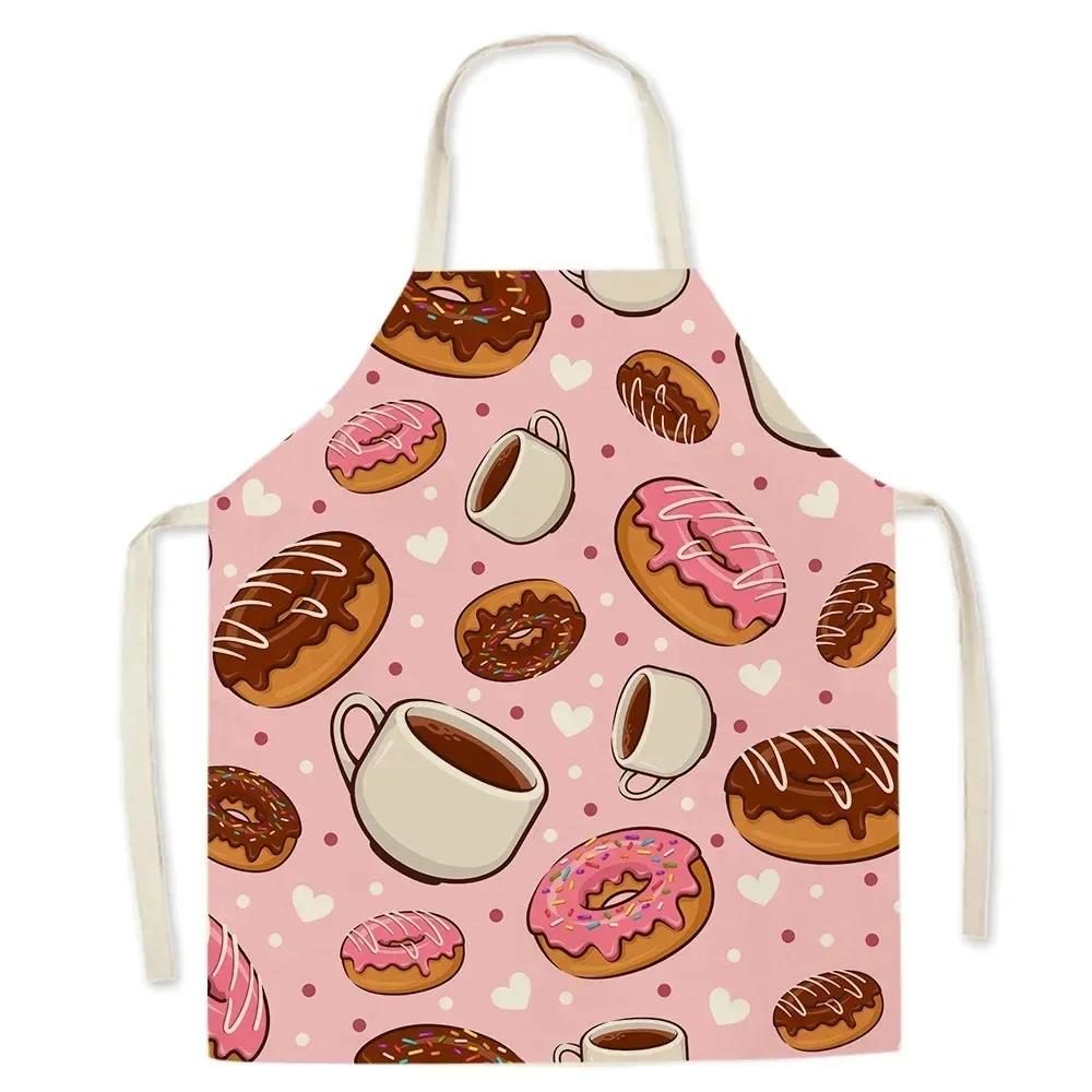 Cute Gourmet Burger Fries Pizza Pattern Kitchen Cooking Apron Men's Sleeveless Women's Cooking Baking Bib