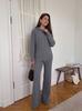 2026 Fall Winter New Knit Sweater Set for Women Hooded Zip Cardigan Wide Leg Pants 2 Piece Ribbed Knit Outfit
