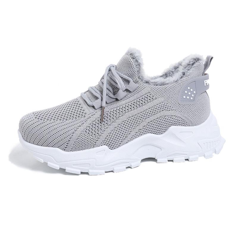Women's Fall Winter Fleece-Lined Flyknit Athletic Dad Sneakers.
