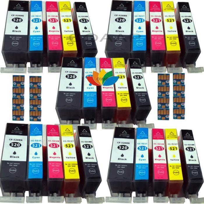

Cartouche d encre Canon 520 521 Compatible - PGI520 CLI521 - Full - Pack de 25