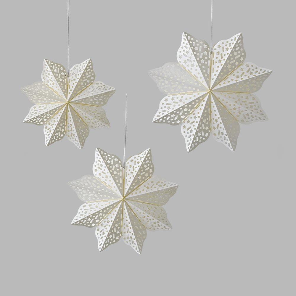 3D Hollow Out Star Paper Lantern White Star Hanging Ornaments  New Year Decor