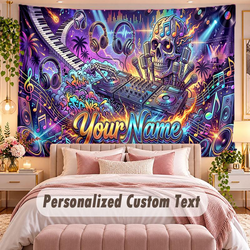 Music General (234) Theme Wall Tapestry Customized With Name Text Personalized Hanging Tapestry For Bedroom Living Room Decor