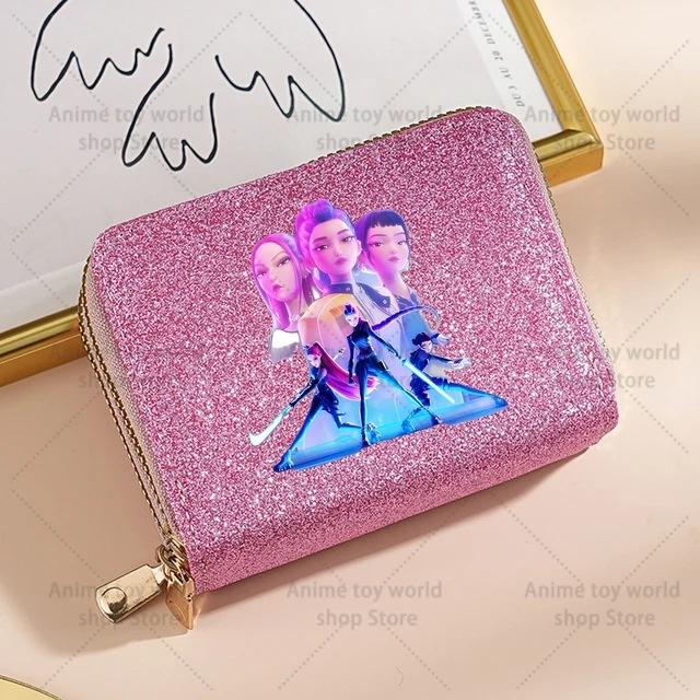 Kpop Dämonenjäger Geldbörse Damen Pailletten Glitzernde Münzbörse Modische Kleine Clutch Kartenhalter für Damen