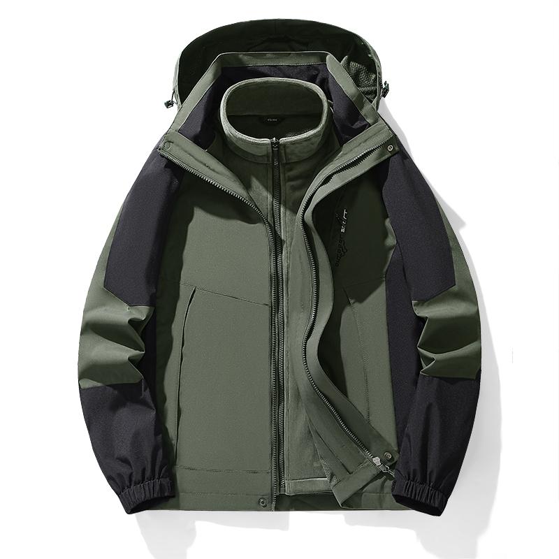 Uomo Autunno/Inverno Giacca a vento 3 in 1 Capispalla Coppia Abbigliamento da escursionismo e alpinismo Parka antivento impermeabile