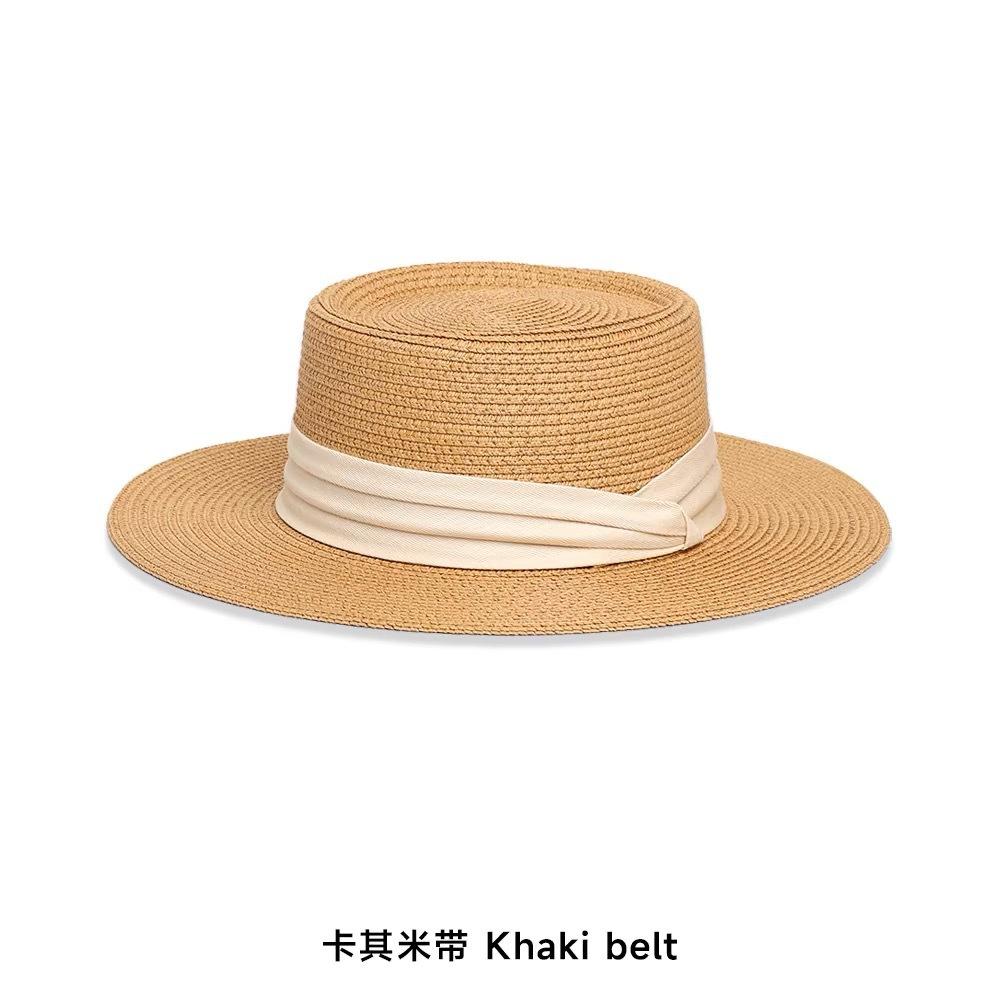 Summer French Flat Edge Beach Hat Seaside Vacation Sun Protection Versatile Top Hat Premium Sunshade Straw Hat Women
