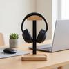Desktop Headphone Stand Aluminum Alloy Wood Curved Top Headset Holder