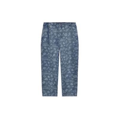 Li Ning Skateboard Series Straight Loose Wash Denim Pants Men Bottoms Light-Blue AJQS047-1