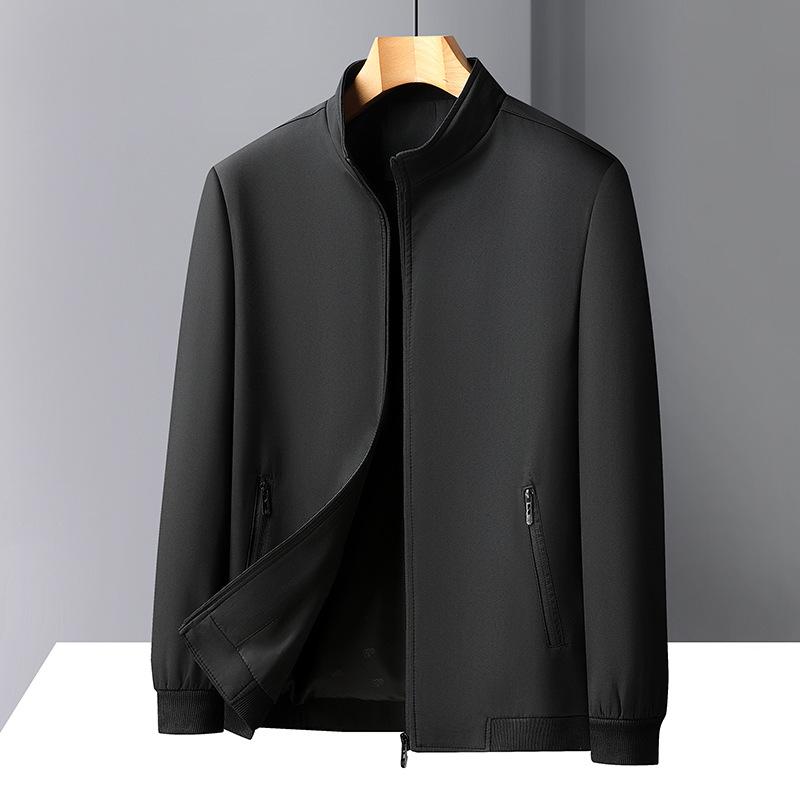 

Мужская осенняя куртка высокого класса со стойкой воротником, куртка для мужчин среднего возраста, деловая повседневная, универсальный топ, однотонная, наряд для папы 195