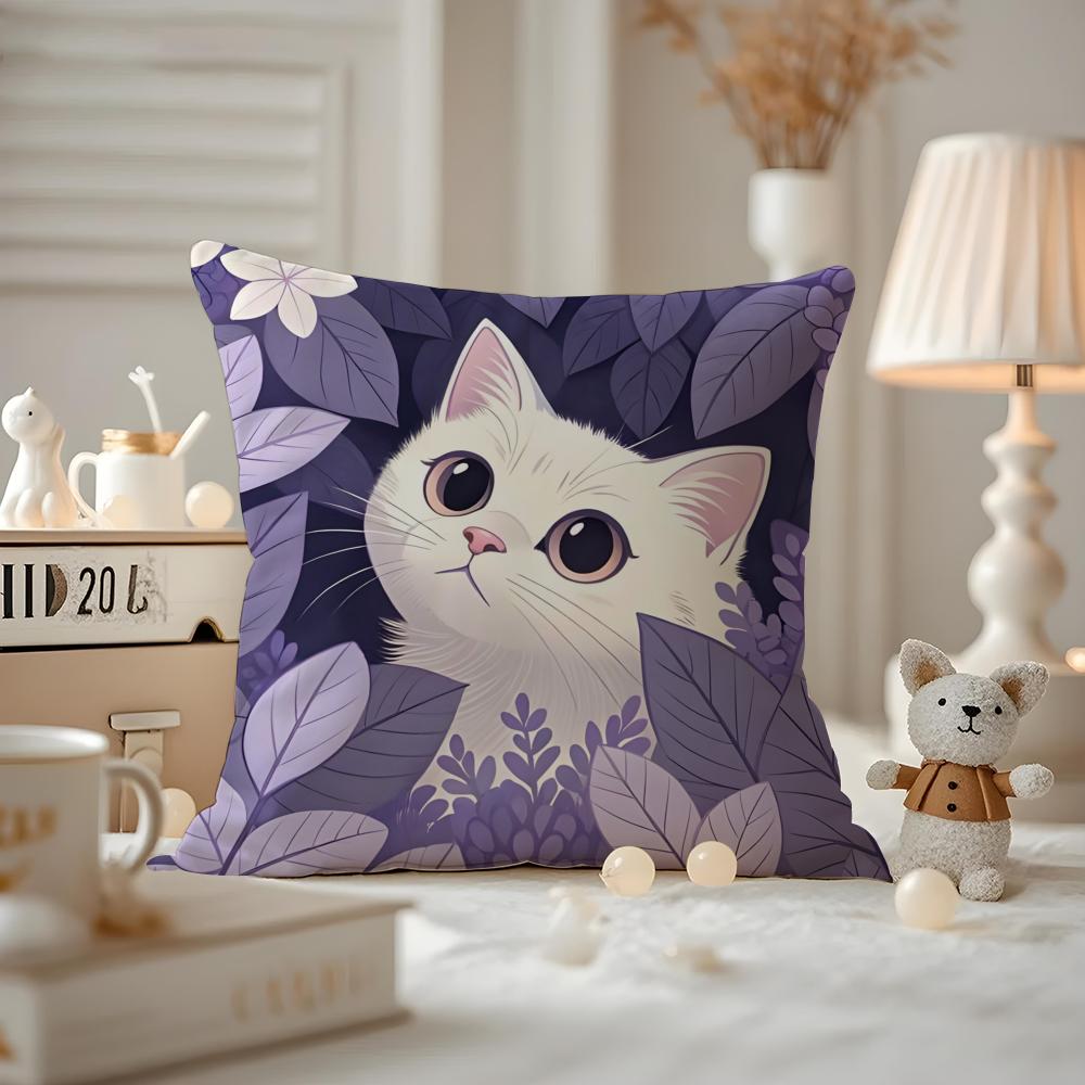 

Cat in the flowers aesthetic Cushion Cover Antidustmite Pillowcase Invisible zipper silky short plush Sofa cushion cover 30X30cm