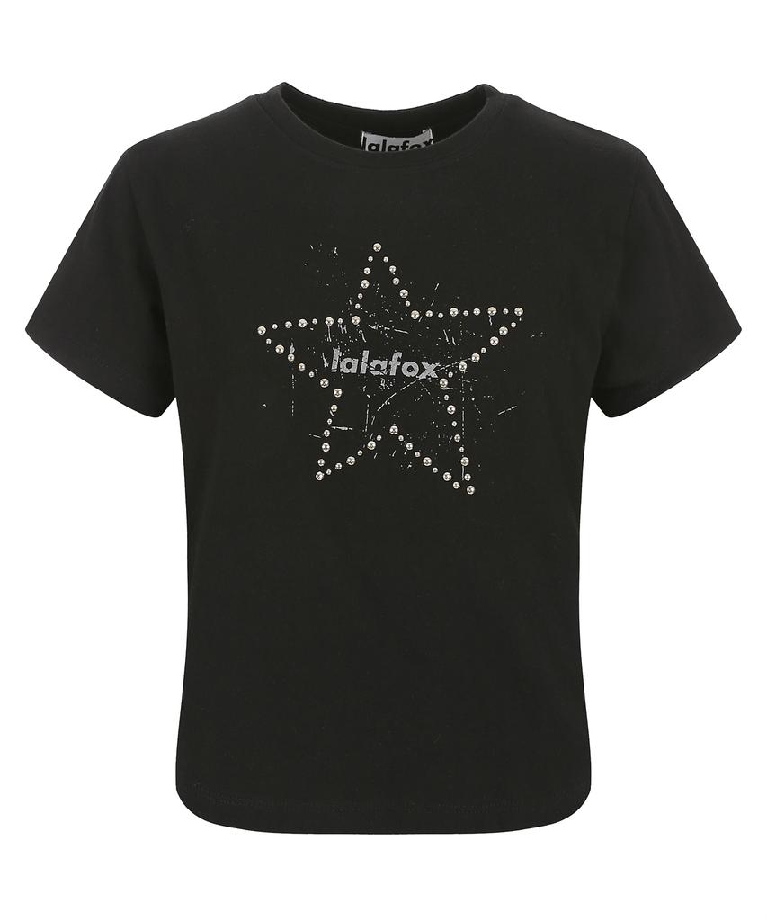 LALAFOX Lala Star Hotfix T-Shirt Short Sleeve T-Shirt Black Br2Ch029