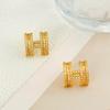 H-Letter Diamond Stud Earrings for Women: New Light Luxury, High-End Korean Fashion