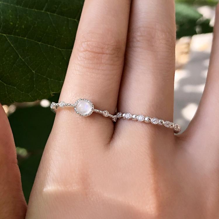 47Bag 925 Silver Moonstone Gemstone Ring Aria