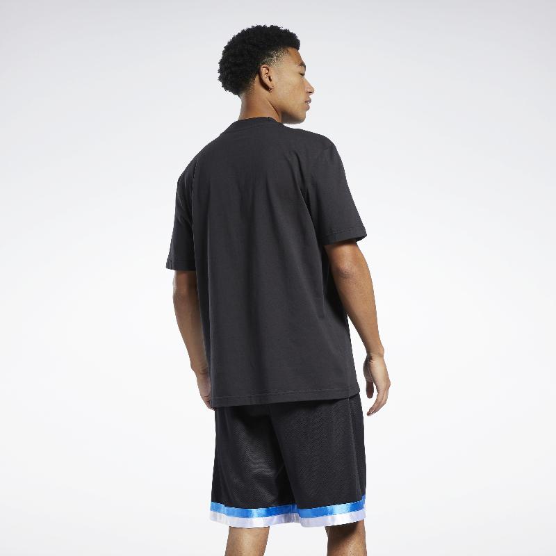 Reebok Drop Shoulder Sleeve T Shirt Unisex Black GV3452