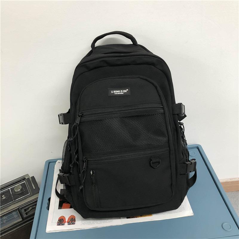 

Рюкзак большой вместимости, студенческий рюкзак, повседневный простой, для университета, средней школы, колледжа, модная дорожная сумка чёрный