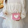Color Heart Blocking Shaped Buckle Leather Children Shoulder Bag For Daily Use