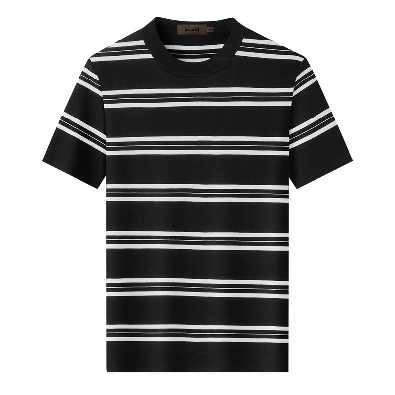 Zhuangji Men's Color Block Stripe Cotton Blend T-Shirt