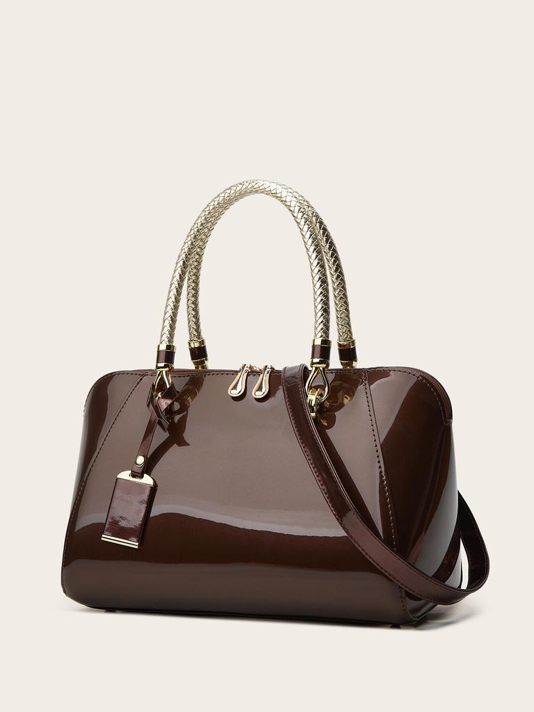 Bolso de mujer nuevo versátil de charol con textura, bolso tote portátil, bolso bandolera