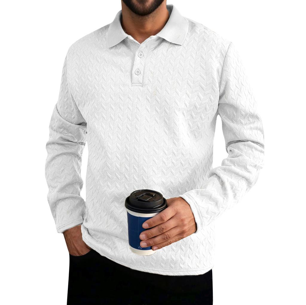 Men's Solid Color Sports Button Lapel Long Sleeve Tops Men's Casual Fashion Long Sleeve Tops