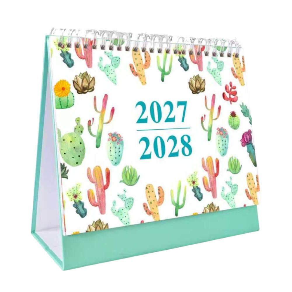 Creative 1117 Desktop Calendar Portable Thick Paper Standing Flip Calendar Yearly Agenda To Do List Time Manegement Organizers