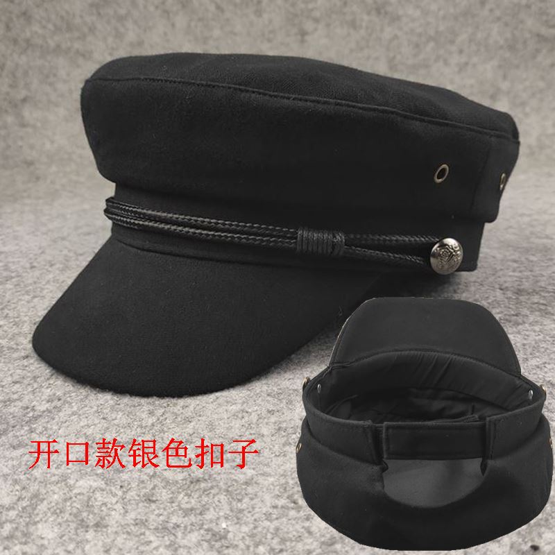 European and American Style Captain Hat Big Head Circumference Flat Top Hat Casual Fashion Men's Hat Small Head Circumference Women's Hat
