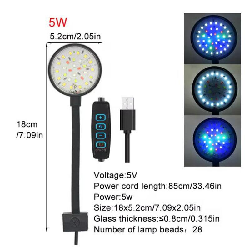 

28/40 светодиодов 5 В USB светодиодная лампа для аквариума с зажимом для аквариума Декор для выращивания водных растений Несколько режимов регулировки яркости Полный спектр 5W