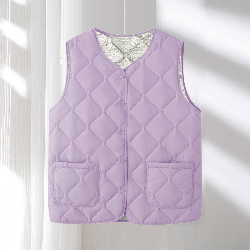 Crew neck quilted warm windproof vest down cotton vest cotton top warm jacket new autumn and winter