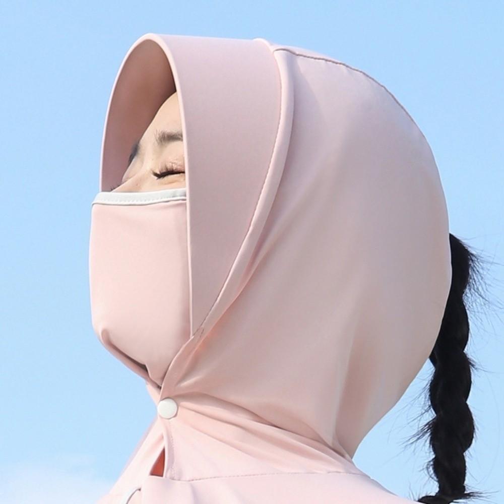 Long Sleeve Facemask Hat Sunscreen Shawl Solid Color Sun Protection Clothing  Fishing