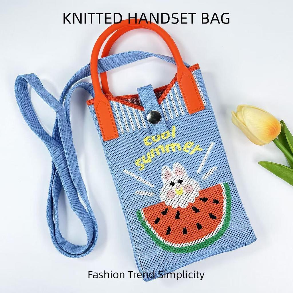 Korean Style Knitted Mini Crossbody Phone Bag – Women's Small Square Handbag