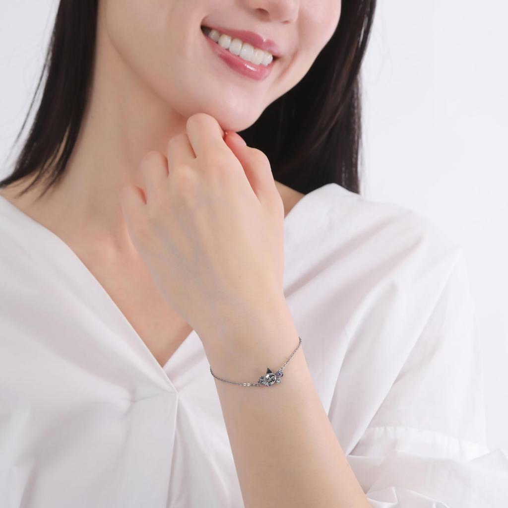 White Clover Kuromi 20th Anniversary Bracelet featuring Sanrio 925 Sterling Silver with Cubic and Skull Purple and Perfect for Anniversary or Birthday