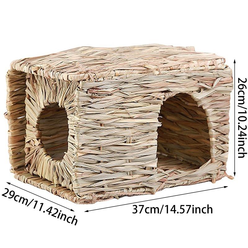 Foldable Woven Rabbit Cages Pets Hamster Bunny Grass Chew Toy Mat House Bed Nests For Small Animal Rabbit Accessories 2025