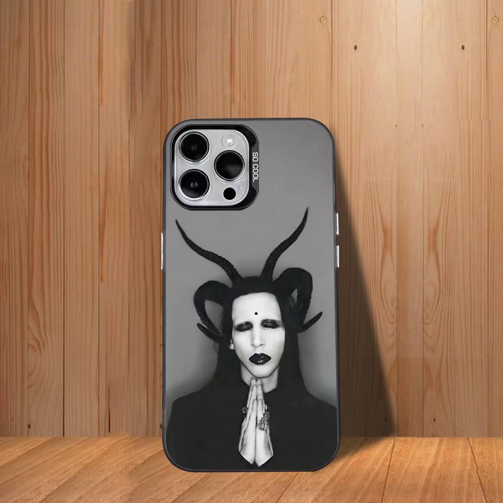 

M-Marilyn M-Manson Singer Phone Case For iPhone 17,16,15,14,13,12,11,Mini,Pro,SE,MAX White Matte Shockproof Cover iPhone14Plus