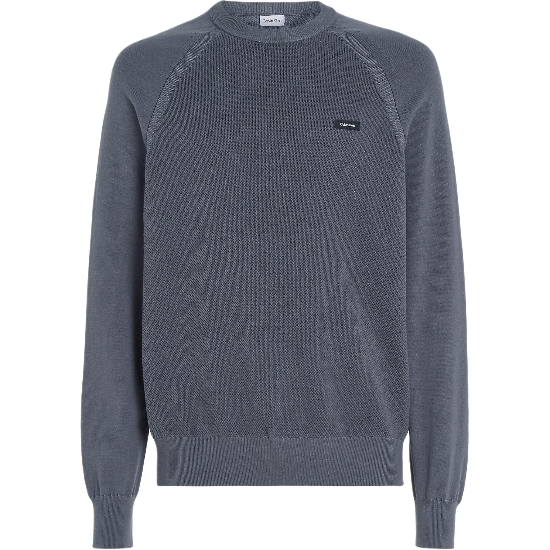 

Calvin Klein Soft Knit Crew Neck Raglan Letter Logo Long Sleeve Shirt Men shirts Gray K10K112415-PCX XXL