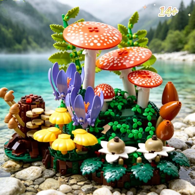 New Arrival Woodland Mushrooms Plant Building Blocks Set 806 Pieces Adult Assembly Creative Display Model Holiday Birthday Gifts