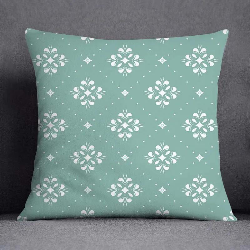 Fresh Green Simple Geometric Pillow Cover Living Room Sofa Office Seat Car Waist Cushion Cushion Cover Home Decoration