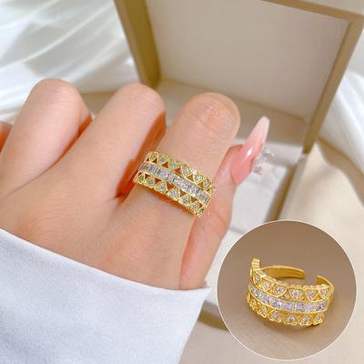 Stylish Gold Color Party Rings for Women 2023 New Adjustable Ring Wedding Party Jewelry Accessories