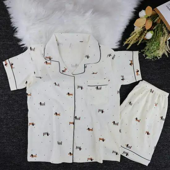 Nuovo Set Pigiama Estivo da Donna in Cotone Nuvola - Carino a Maniche Corte con Pantaloncini