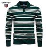 Gant 2025 Autumn/Winter Embroidery New Large Collar Men's Striped Sweater Polo Collar Knitted Sweater Men