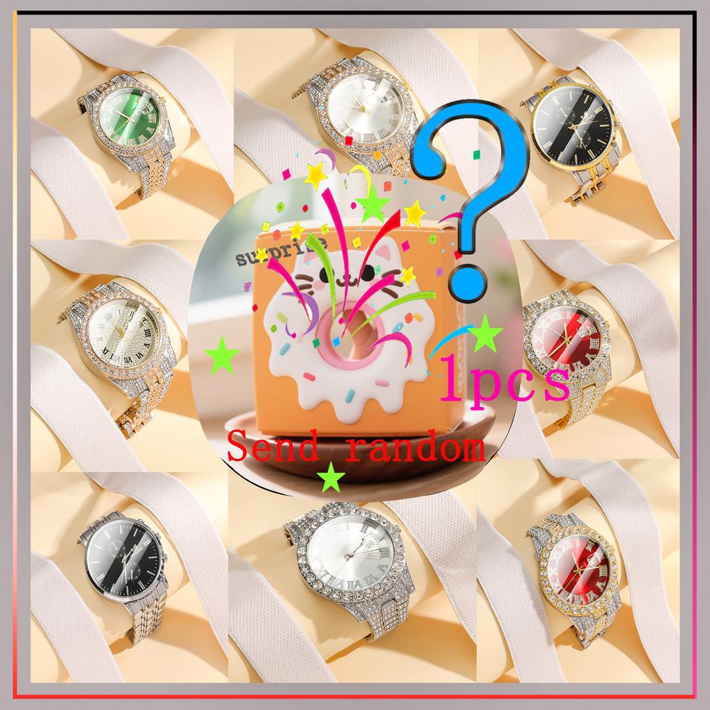 Surprise blind box new style steel strap hip hop luxury steel strap calendar full diamond women's watch random style