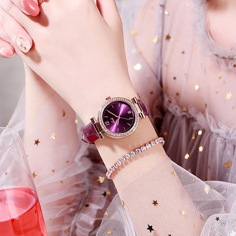 Same Versatile Fashion Casual Belt Watch Rhinestone Student Waterproof Quartz Watch