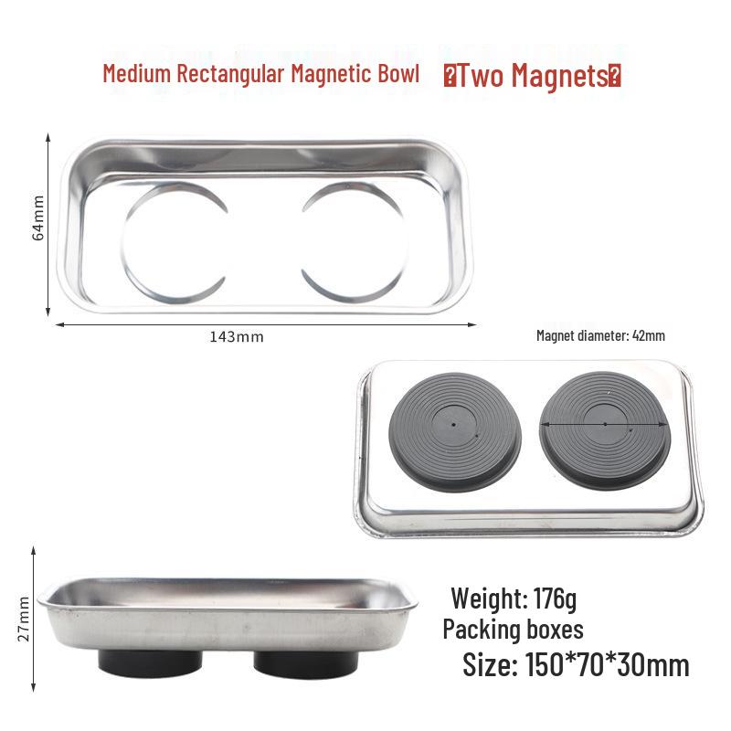 Magnetic Tool Bowl - Stainless Steel Parts Storage In 3, 4, or 6 Inch Sizes for Auto Repair