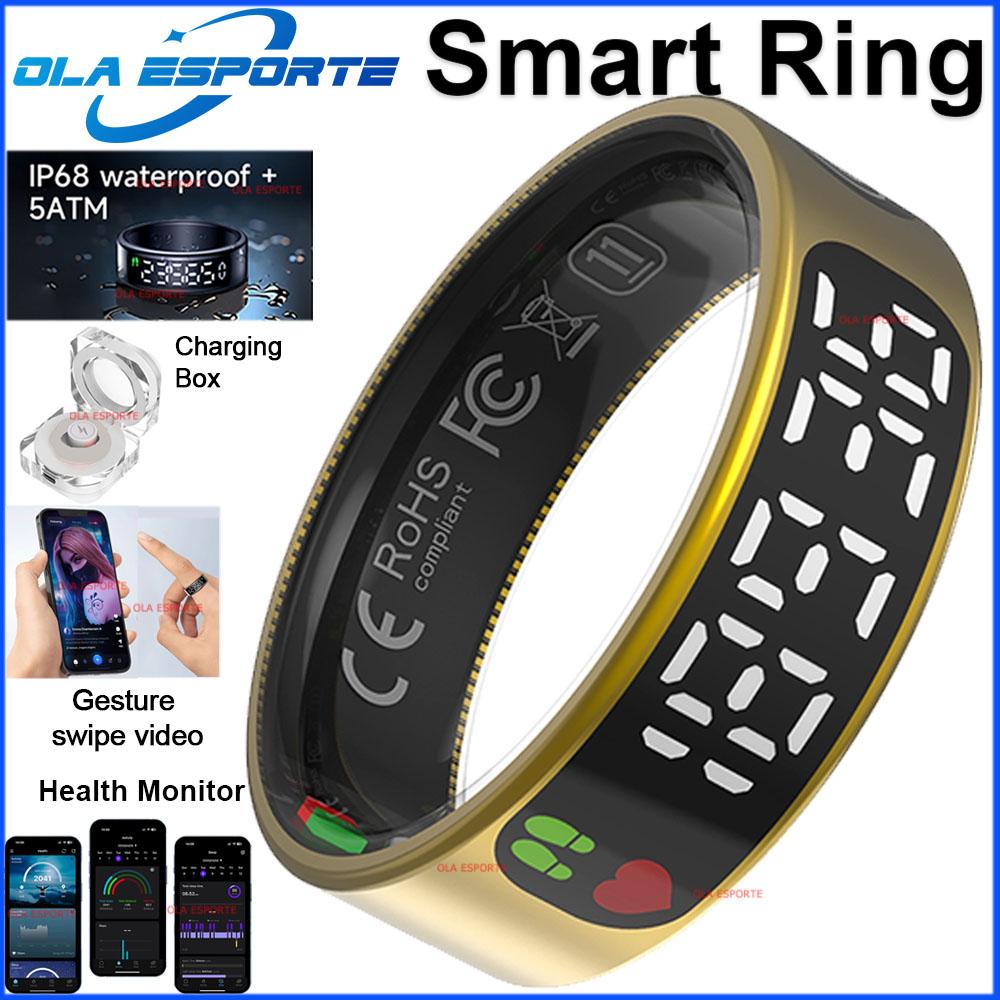 Smart Ring with Touch Display Screen, Wireless Charging, Health Manager, 5 ATM Waterproof For Men Women Smart Rings R12 R08