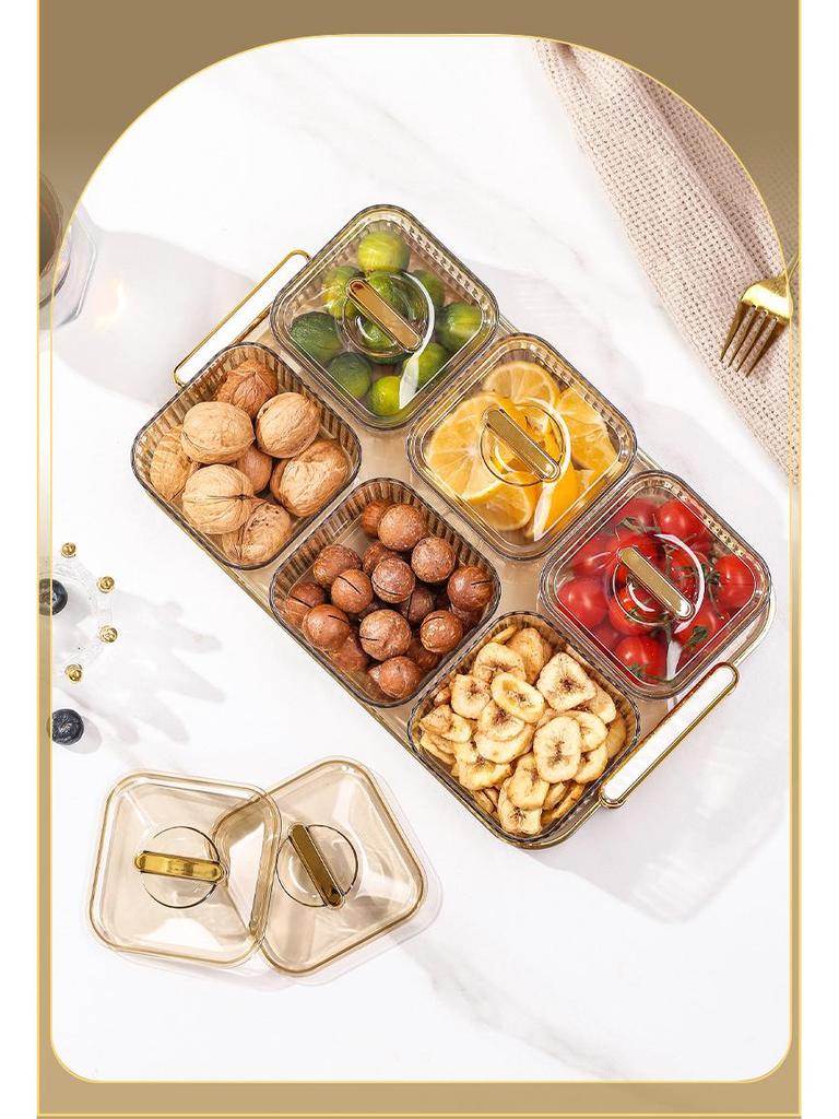 Luxurious Food-Grade Dried Fruit and Nuts Snack Plate with Lid