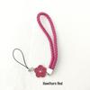 Camellia Four-Leaf Clover PU Leather Phone Wrist Lanyard with Nylon Woven Cord and Phone Case Pendant