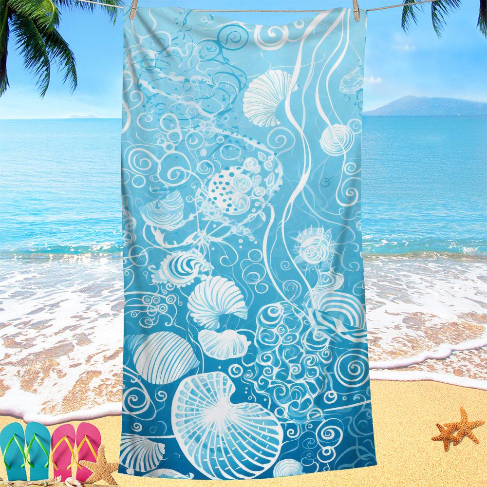 Turtle print pattern digital-printed polyester Superfine fiber double-sided fleece Beach vacation bath towel, beach towel 70x140CM&1pc